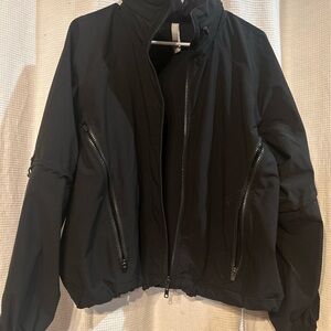Athleta Black Jacket with Zipper Detail with pull out hood